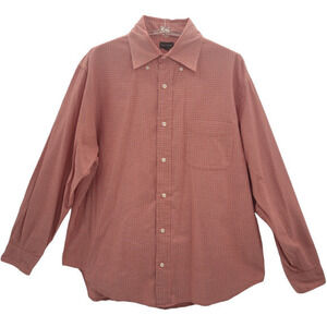 Henry Cotton's Red White Check Long Sleeve Chest Pocket Button Down Dress Shirt‎